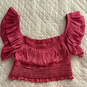 Elegant Pink Ruffled Crop Top